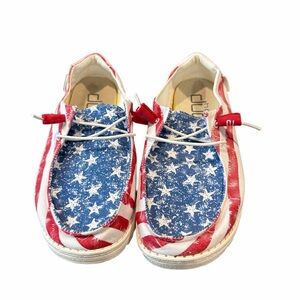 Hey Dude Women’s Wendy Patriotic Star Spangled Shoes American Flag Size 9